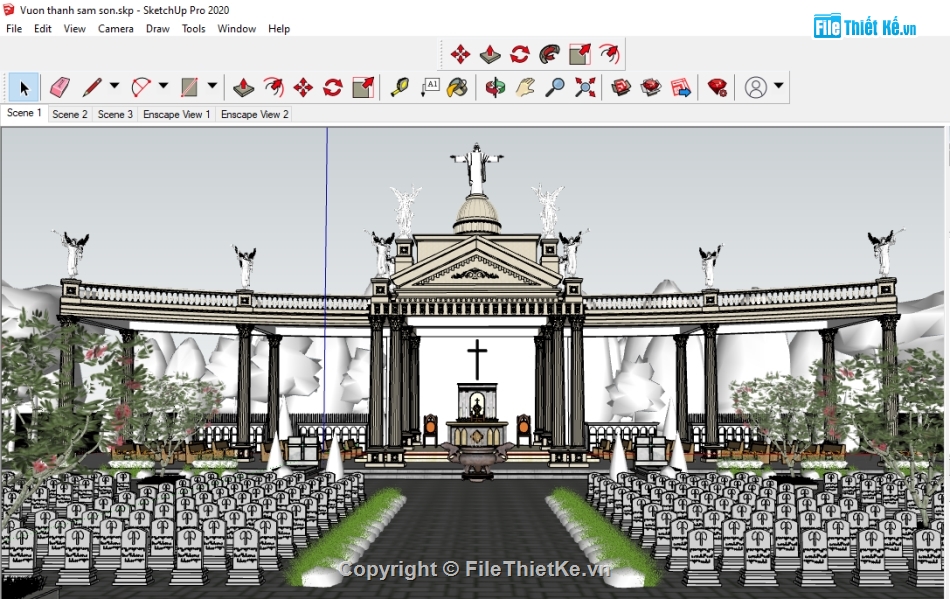 File su lăng mộ,lăng mộ thiên chúa,Mộ thiên đạo chúa,file su nhà mồ,Sketchup thiết kế lăng mộ